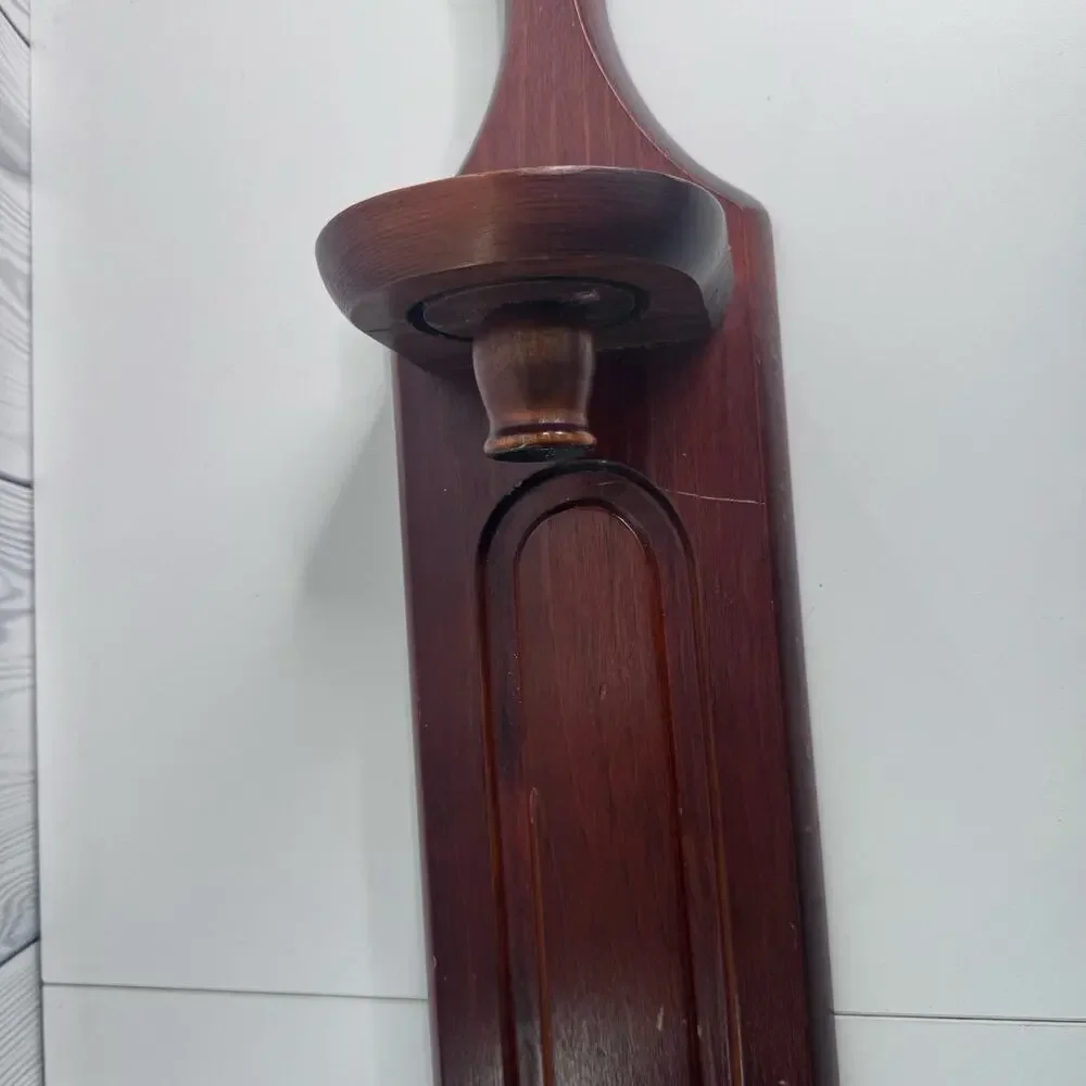 Vintage Wooden Candle Wall Sconces 15” Tall Primitive